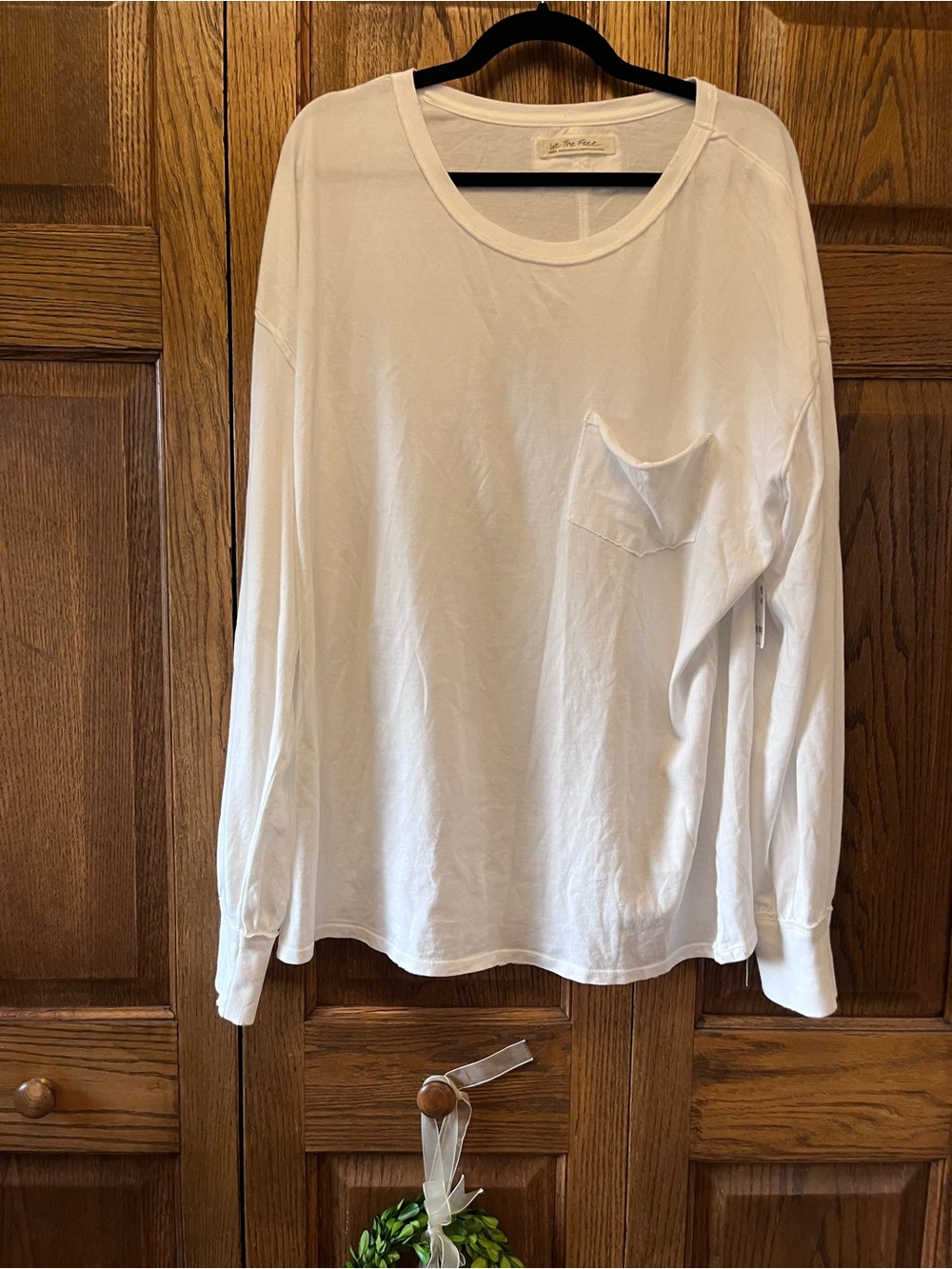 Free People Women’s Long Sleeve Pocket Tee in White